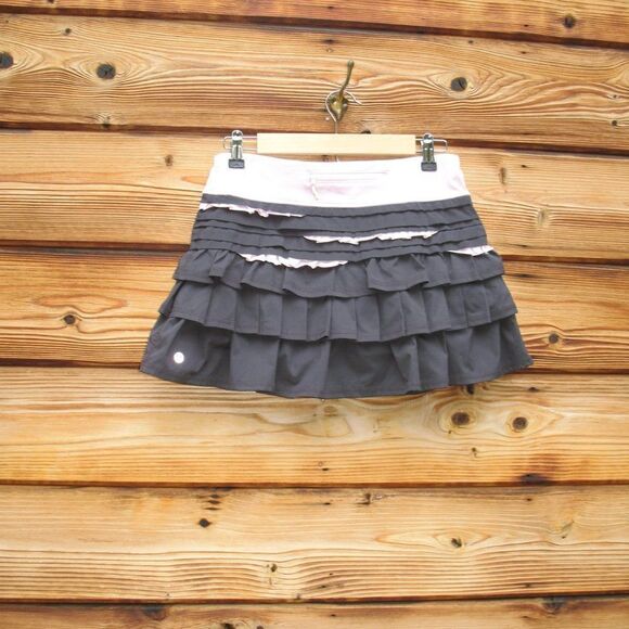 Rare Lululemon Back on Track Ruffle Skirt Coal / Pig Pink / Heathered Pig Pink - Picture 4 of 8